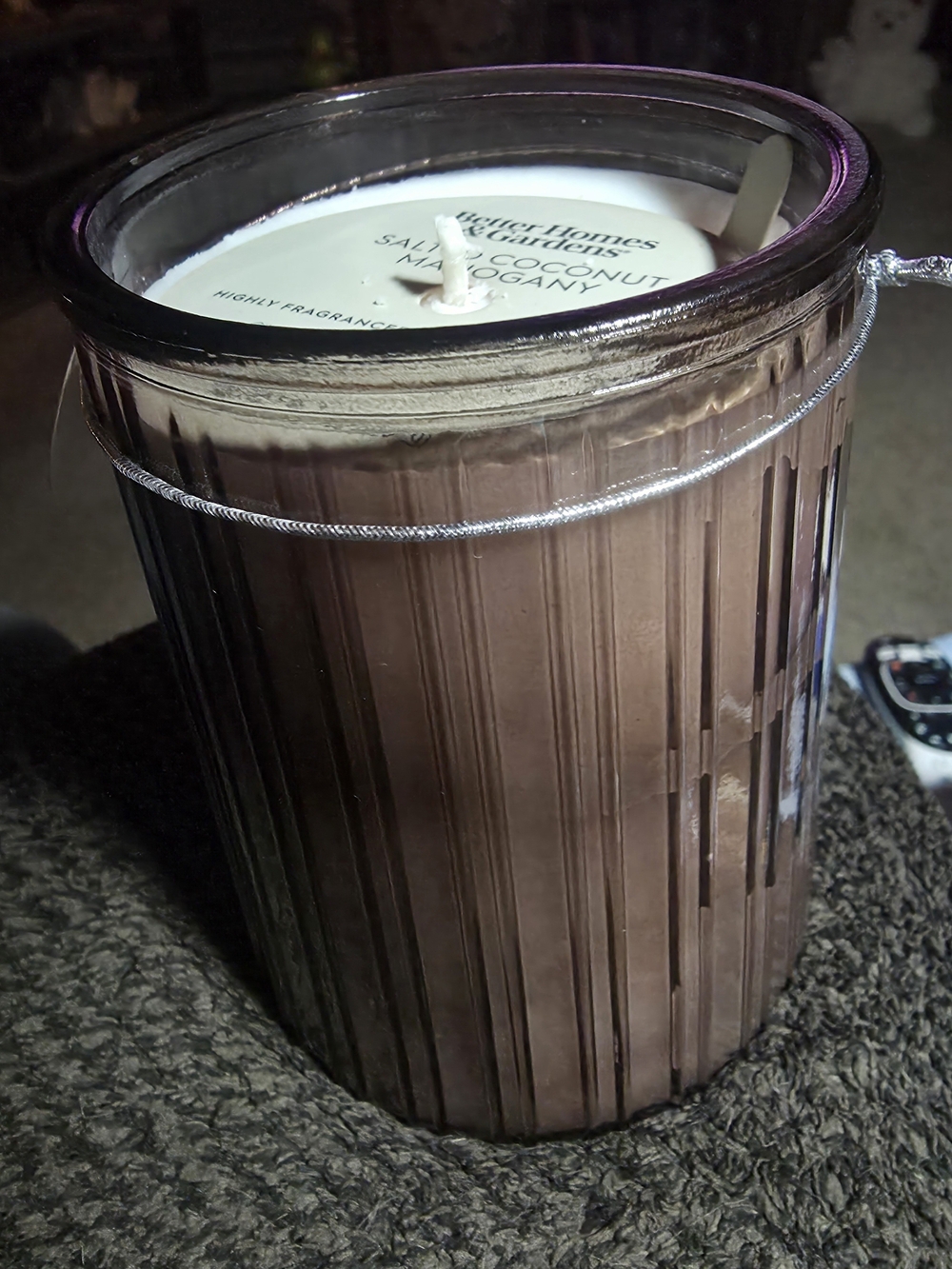 Better Homes And Gardens Brown Ribbed Glass Jar Candle - Coconut